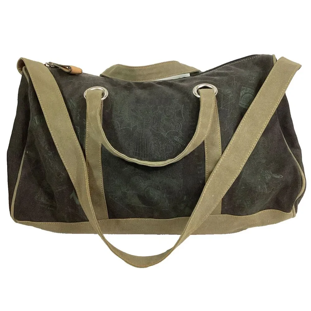 True Religion Duffle Bag Brown w/Tan - Shoulder Strap + Handles - Large - Cotton